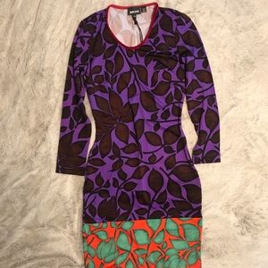NWT Just Cavalli Floral 3/4 Sleeve Bodycon Dress